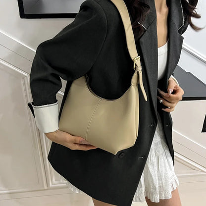 PU Leather Crossbody Bag | Women’s Small Retro Baguette Style Shoulder Bag with Hasp Closure
