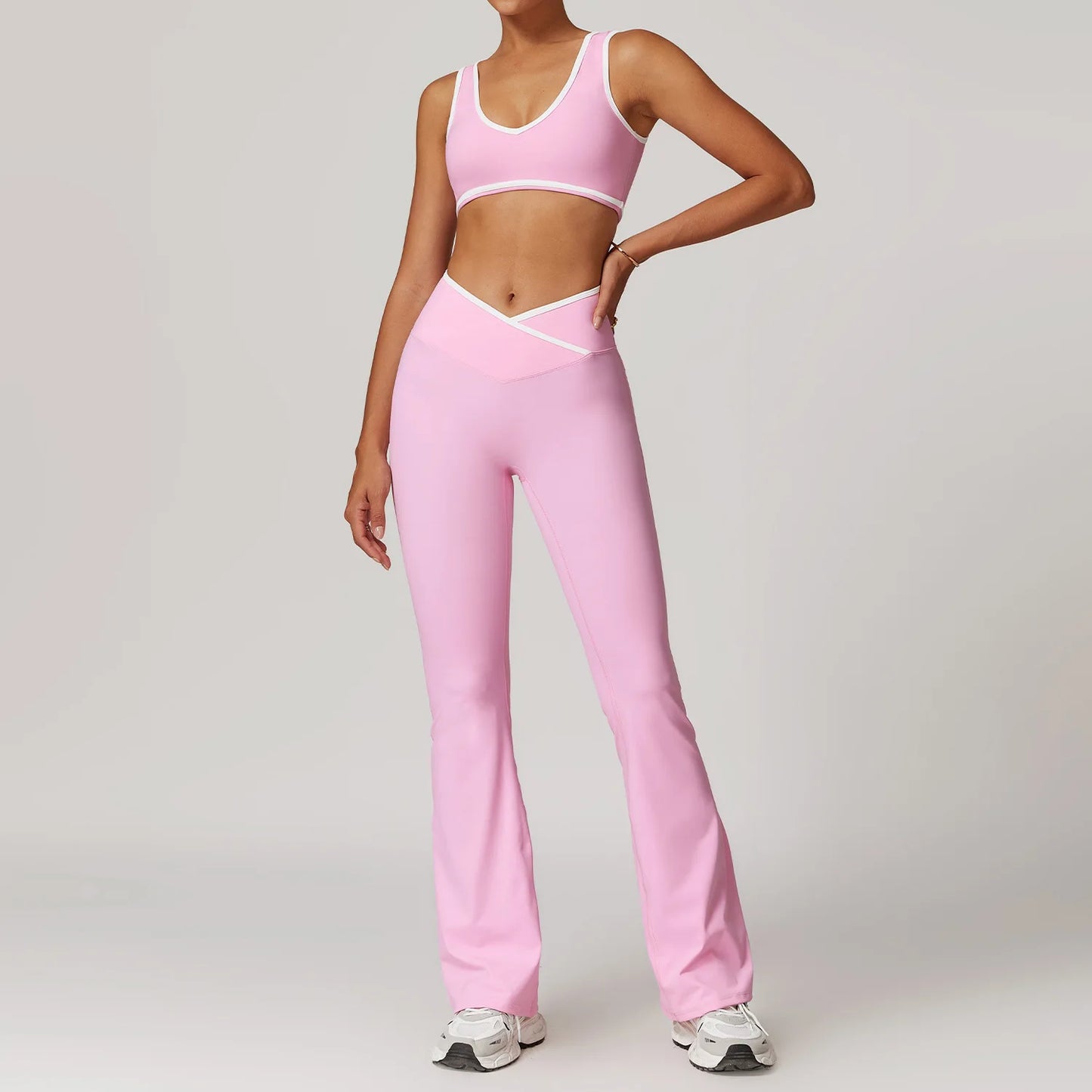 Yoga Workout Set – High Waist Leggings & Sports Bra Outfit | Breathable Fitness Sportswear