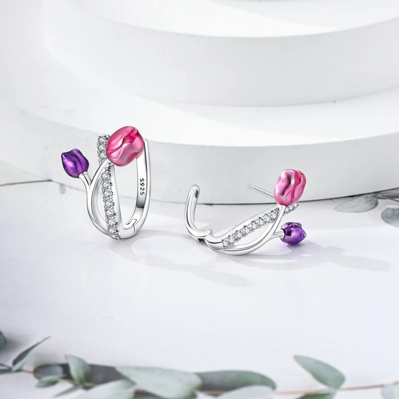 Sterling Silver Hoop Earrings – Zirconium Star Drop Style For Women’s Anniversary Jewelry Gift