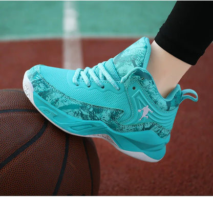 Children Basketball Shoes - Kids Sneakers Lace Up | Non Slip PU Leather High Top