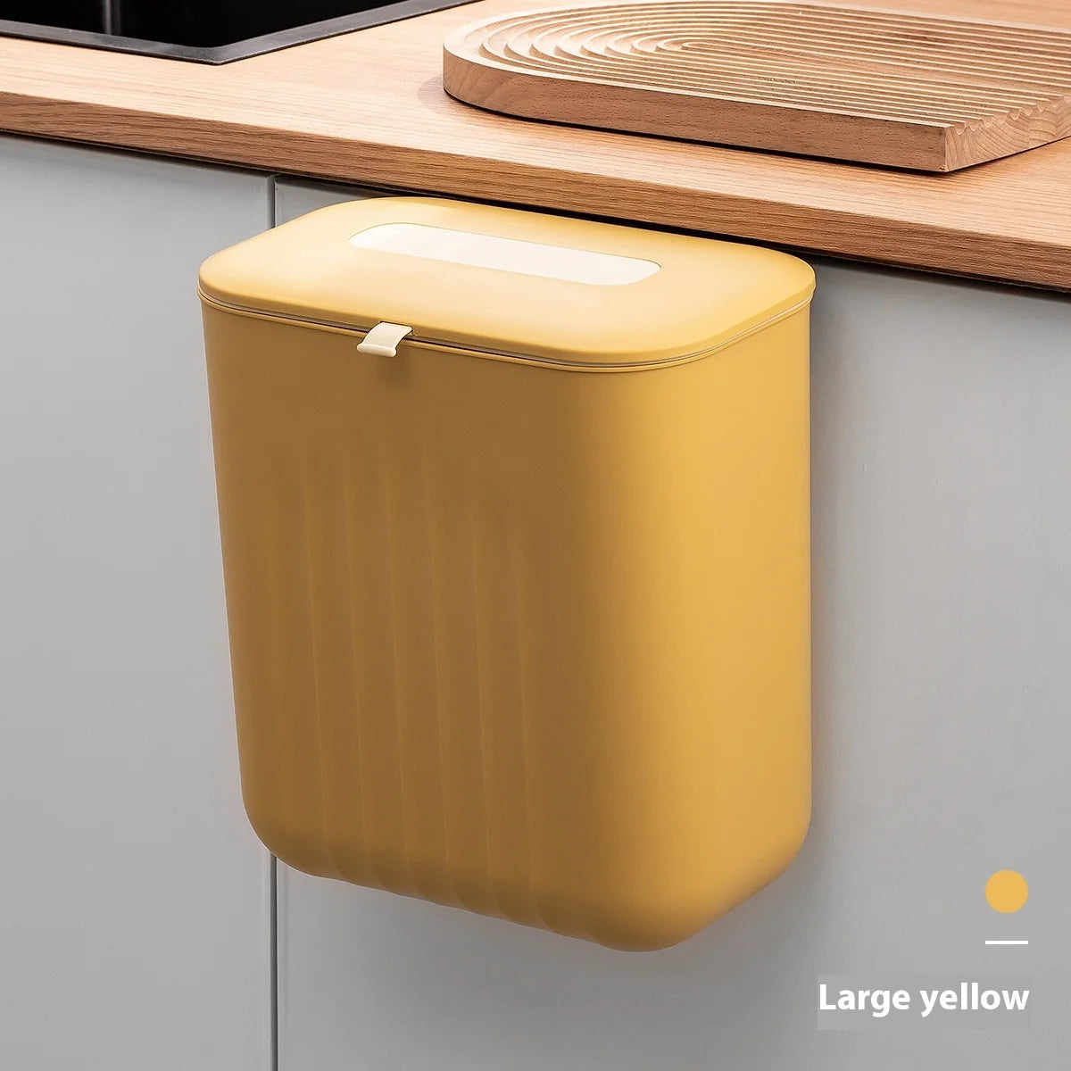 Wall-Mounted Trash Bin with Silicone Handle - Two-Way Opening Lid PP Storage Tube