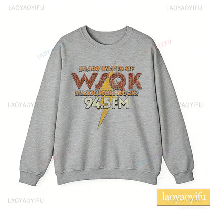 WSQK The Squawk 94.5 FM Radio Sweatshirt Wsqk Unisex Sweatshirts Vintage Sci-fi Crewneck 80s Nostalgic Sweater Retro Shirt Gift