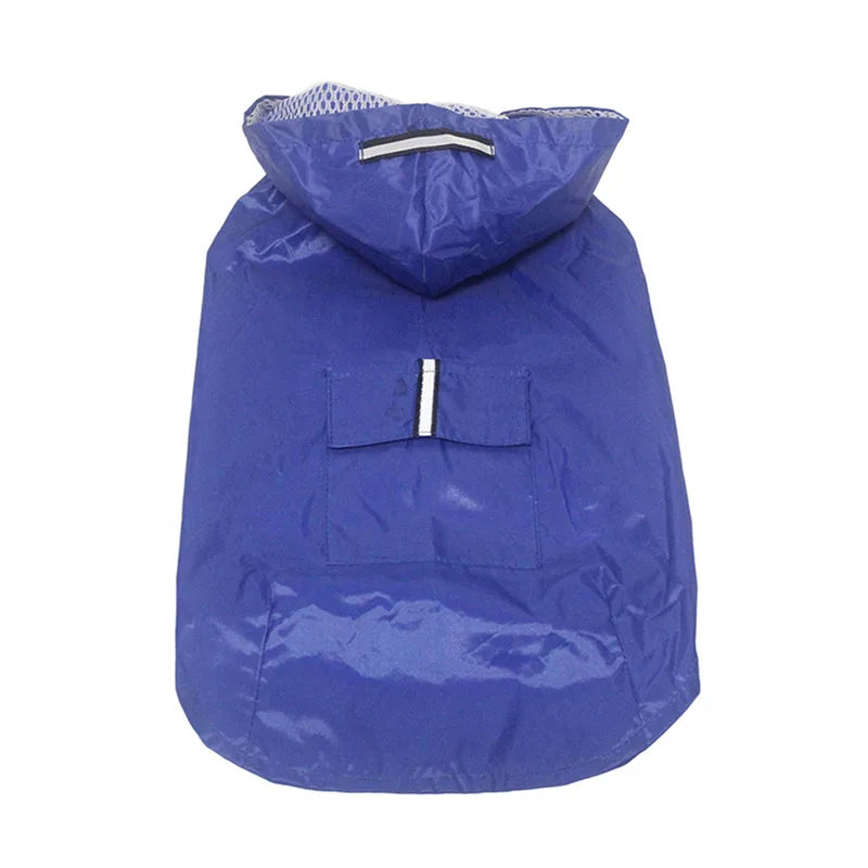 Dog Raincoat Waterproof Hoodie Jacket Rain Poncho Pet Rainwear Clothes with Reflective Stripe for All Sizes Big Puppies