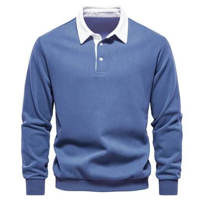 Men's Autumn Long-Sleeved POLO Collar European Size Sweater - Trendy, High-Quality, Casual, Versatile and Loose-Fit Top