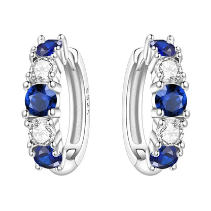 MISEFF Real 925 Sterling Silver Earring Gradual Change Green Blue Colored Zircon Hoop Earrings Engagement Wedding Jewelry Gifts