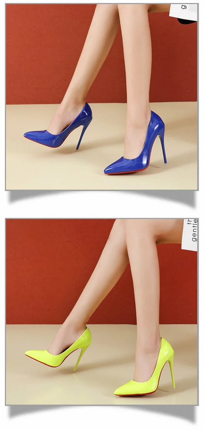 2024 Women Shoes Red High Heels Sexy Pointed Toe 12cm Pumps Wedding Dress Shoes Nude Black Color Red Rubber Bottom High Heels
