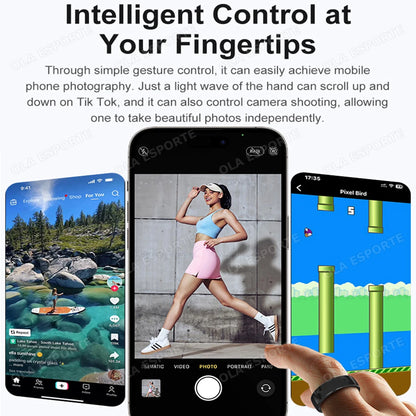 Smart Ring Couple Space Interaction Health and Sleep Monitor Multi Sport Mode Gesture Control 5ATM Waterproof with Charging Case