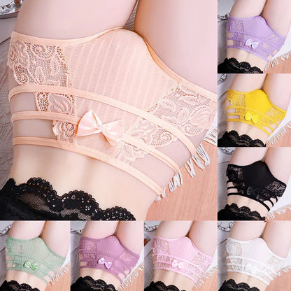 Women Underwear Floral Briefs Mesh Comfort Sheer Underpants Lace High Waist Panties Thin See Through Knickers Sweet Lingerie