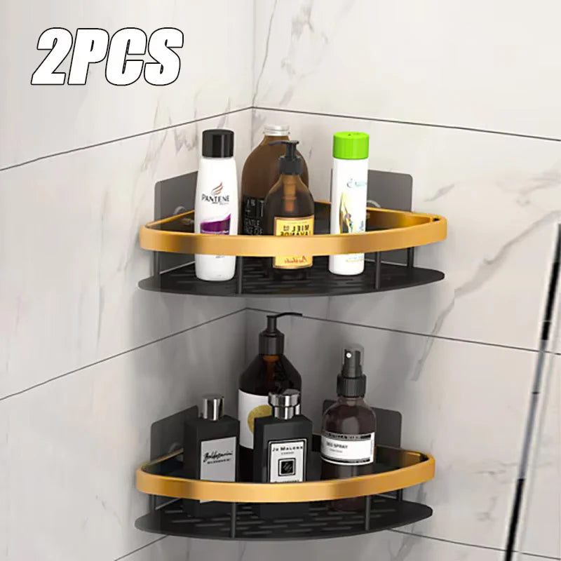 Wall-Mounted Bathroom Corner Shelf - Non-Perforated Shower Storage Organizer