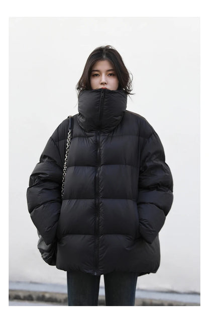 CHIC VEN Women Down Coats Long Sleeve New Soft Solid Lightweight Bread Down Jacket Female Warm Coat Lapel Outerwear Winter 2023