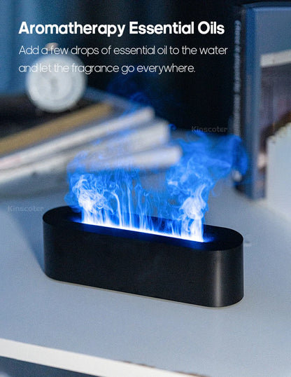 Aroma Diffuser  Humidifier - Ultrasonic Essential Oil Diffuser with RGB Flame Night Light - ZOOMNSTORE