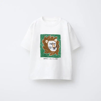 Animal Pattern Boys Clothes T-shirt Summer New Simple Fashion Short Sleeve Tops Kids Tees Round Collar Print Children's T Shirts