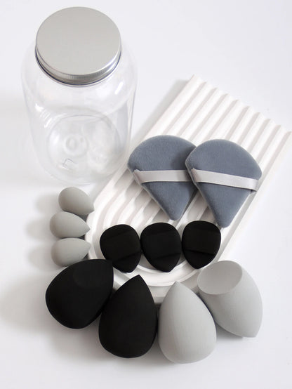 Makeup Sponge Set – 12 Piece Latex Free Sponges with Storage Jar for Wet Dry Use