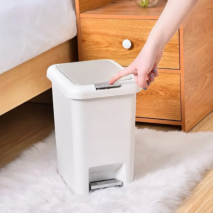 Plastic Foot Pedal Trash Can - Double Opening Bin for Bathroom Kitchen Office