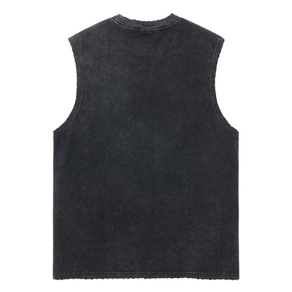 Vintage Vest Washed T-Shirt Anime Dragon Ball Graphic Tank Top Cotton Sleeveless Streetwear Loose GYM T Shirt Men's Clothing