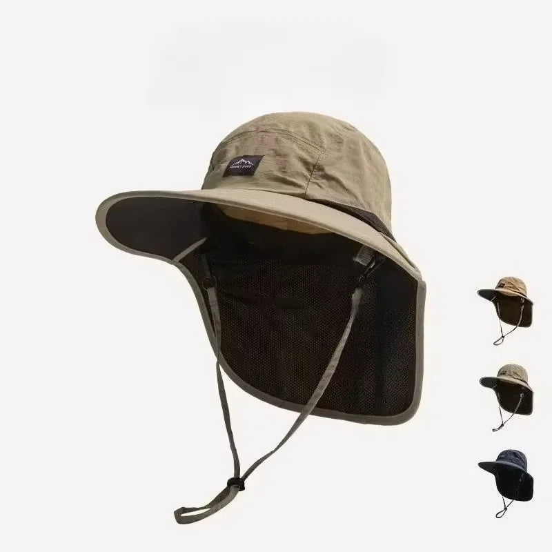 Unisex Windproof Quick-Dry Fisherman Hat Mesh Breathable Fishing Cap with Neck Flap & UV Protection for Outdoor Fishing Hikin