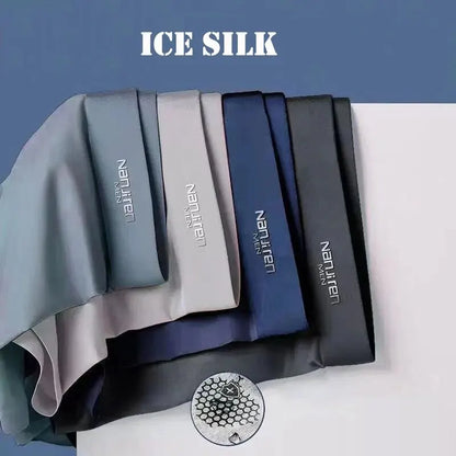 Mens Ice Silk Boxer Shorts - Breathable Cool Underwear Sexy Thin Lingerie Sizes L-6XL 4pcs Set