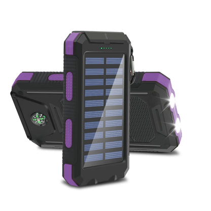 20000mAh Solar Power Bank Large Capacity Portable Outdoor Fast Charging Built-in Li-polymer Battery LDE Light for iphone Samsung