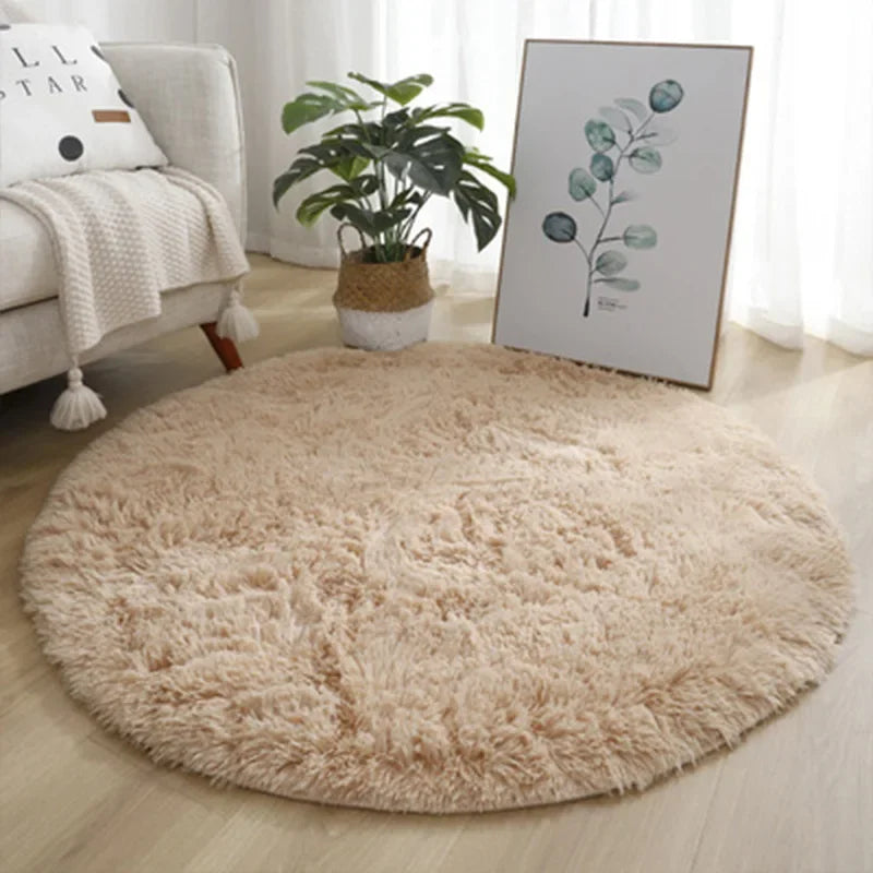 Plush Round Rug - Soft Fluffy White Carpet | Living Room & Bedroom Decor