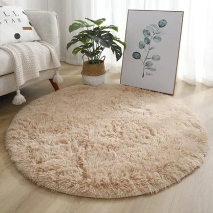 Plush Round Rug - Soft Fluffy White Carpet | Living Room & Bedroom Decor