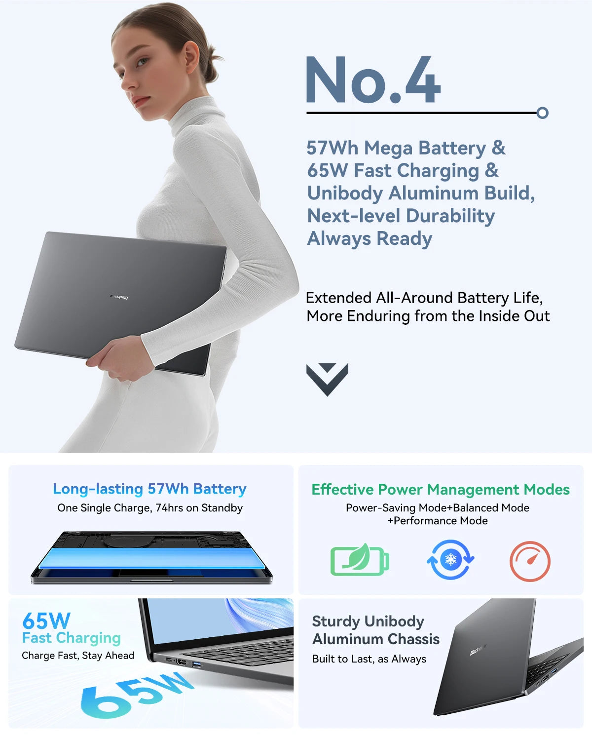 Blackview AceBook Laptop - 16 Inch Windows 11 Notebook, 16GB RAM, 512GB SSD, IPS Display