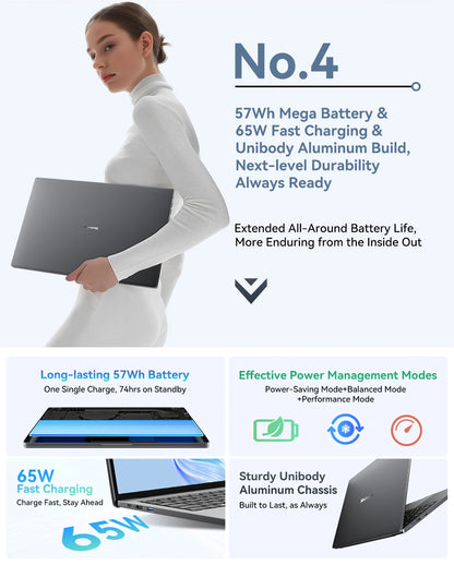 Blackview AceBook Laptop - 16 Inch Windows 11 Notebook, 16GB RAM, 512GB SSD, IPS Display