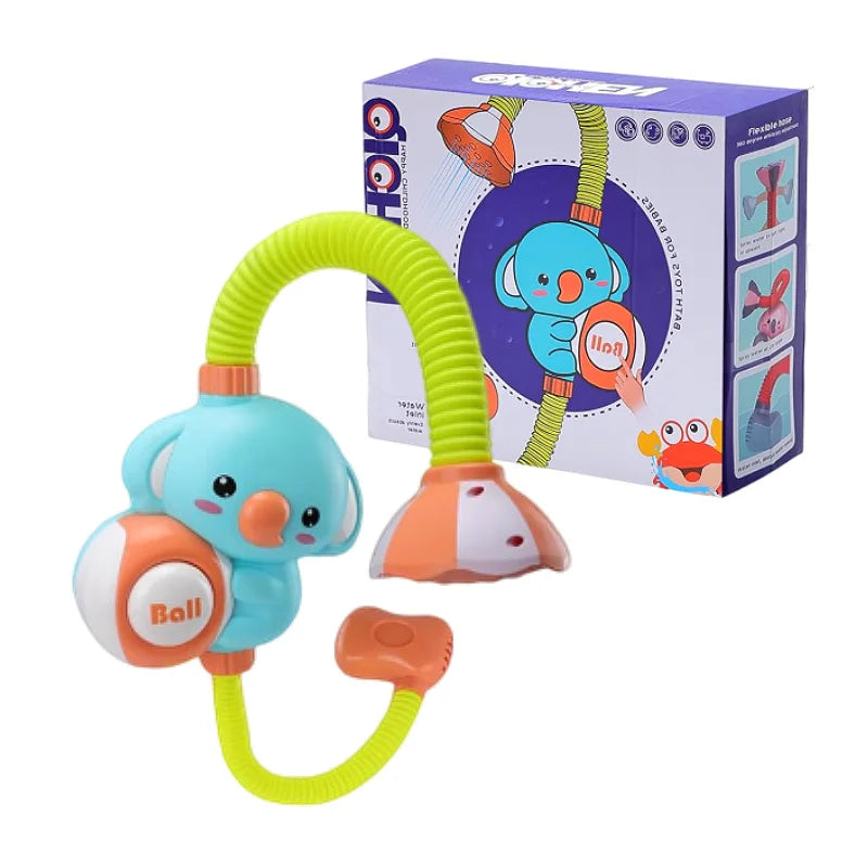 1Set Cartoon Cute Little Elephant Electric Shower, 360°Jet Water Wash Head, Baby Bath Sprayer, Bathroom Fun Water Play Toy