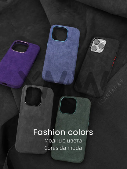 Luxury Magnetic Alcantara Case for iPhone 17161514 Pro Max - Suede Leather Supercar Design
