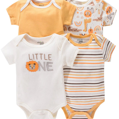 Baby Romper Onesies - Newborn Infant Bodysuit Set With Cartoon Animal Print