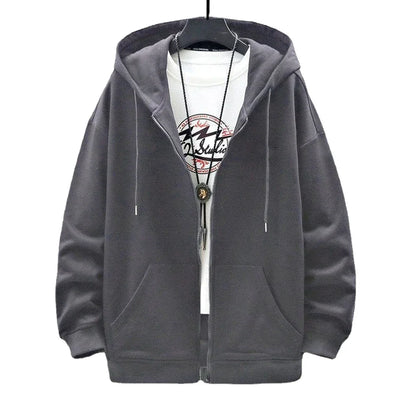 Women Solid Hoodies Coat Harajuku Basic Long Sleeve Spring Autumn Loose Zip Up Casual Oversized Sweatshirts Jacket with Pocket