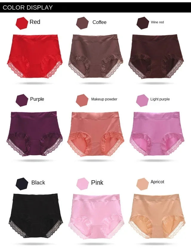 Ruffles Lace Underwear Woman High Waist Middle Aged Mother Spring Summer Modal Briefs Comfortable Panties Нижнее Бельё Женское