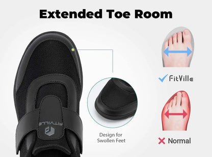 FitVille Men's Extra Wide Width Diabetic Shoes Lightweight Walking Casual Shoes for Swollen Feet Neuropathy Pain Relief