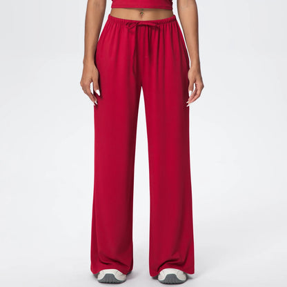 Breathable Solid Color Loose Yoga Pencil Pants Lifting Buttocks Sports Quick Drying Wide Leg Pants With Pockets Gym Yoga Pants