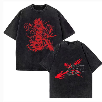 Jujutsu Kaisen T Shirt Men Women Tshirt Gojo Satoru Washed Cotton T-shirt Clothing Summer Short Sleeve Oversized Tees Streetwear