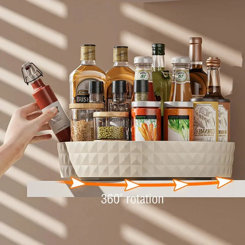360 Rotating Spice Rack - Non-Slip Kitchen Organizer Tray