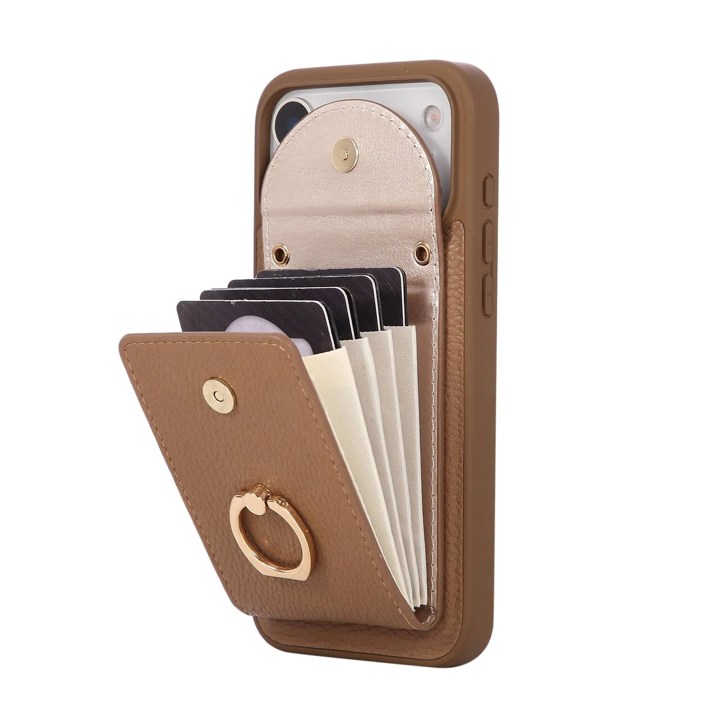 Wallet Case for iPhone 17 Pro Max 17 Pro Air,Card Holder Cover with 360° Ring Kickstand and Durable Shockproof Protective Bumper