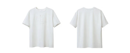Amii Women's T-Shirt 2026 Summer New Round Neck Drop Shoulder Cotton Tee Lace Embroidered Woman Loose Fit knit Tops 12622048