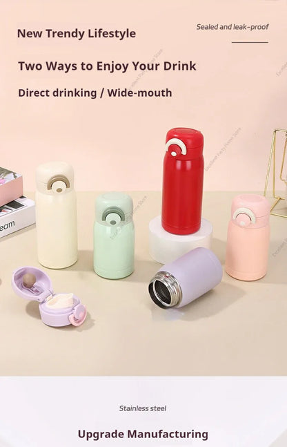 200ML/350ML Mini Thermos Cup Small Capacity Vacuum Flask Stainless Steel Pocket Cup Coffee Mug Kids Insulated Hot Water Bottle