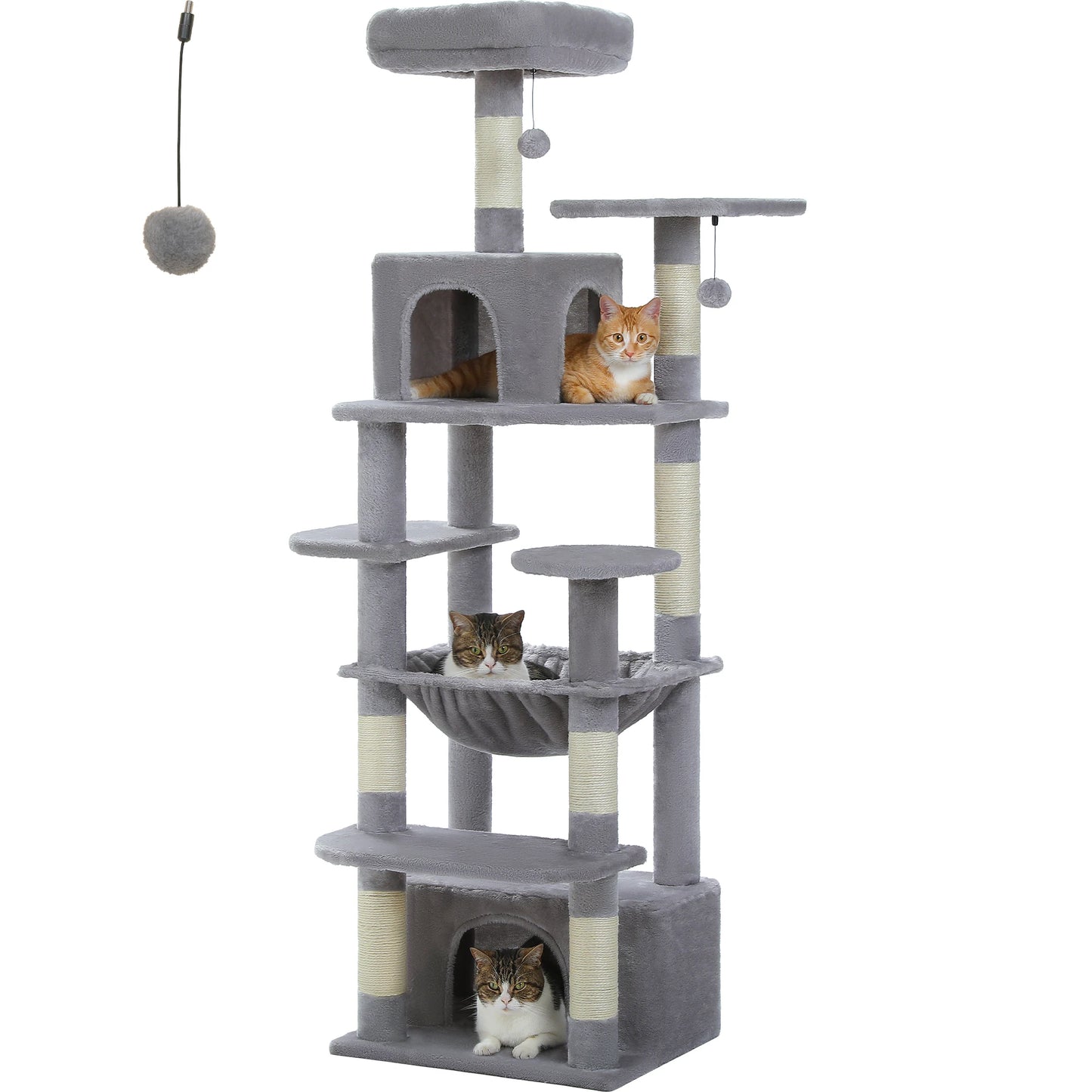 Large Cat Tree - Multi Level Indoor Cat Tower With Sisal Covered Posts & Spacious Condo
