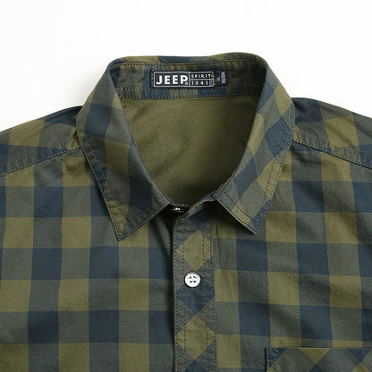 New Summer Men Plaid Short Sleeved Shirts New Fashion Man Outdoor Casual Cargo Shirts Good Quality Male Cotton Shirts Size 5XL
