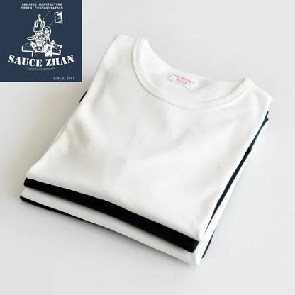 SauceZhan Tops & Tees Men's T-shirt Short Sleeve  Anti-Deformation Anti-Shrink Double-woven Fabric Cotton Soft Slim Fit