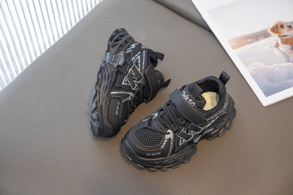 Girls Sports Shoes – Breathable Kids Mesh Sneakers With Rubber Outsole & Hook And Loop Closure