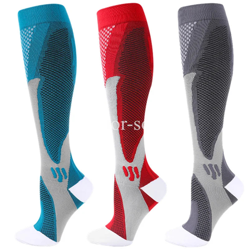 Compression Sports Socks - 3 Pairs Anti Slip Knee High Socks for Football & Basketball