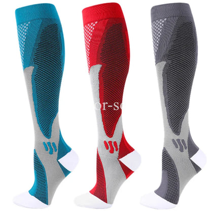 Compression Sports Socks - 3 Pairs Anti Slip Knee High Socks for Football & Basketball