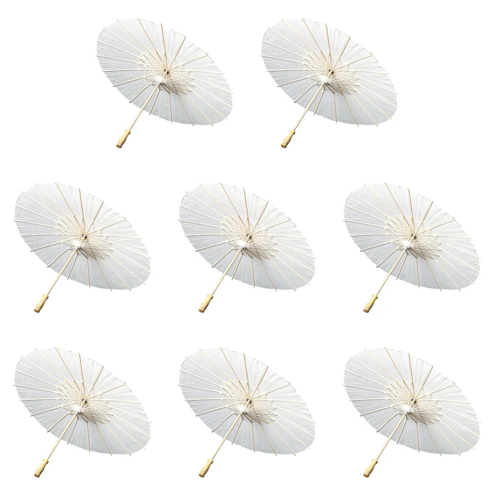 30-1PCS White Paper Parasol Umbrellas DIY Photo Cosplay Prop Bamboo Umbrella For Wedding Party Summer Beach Decor