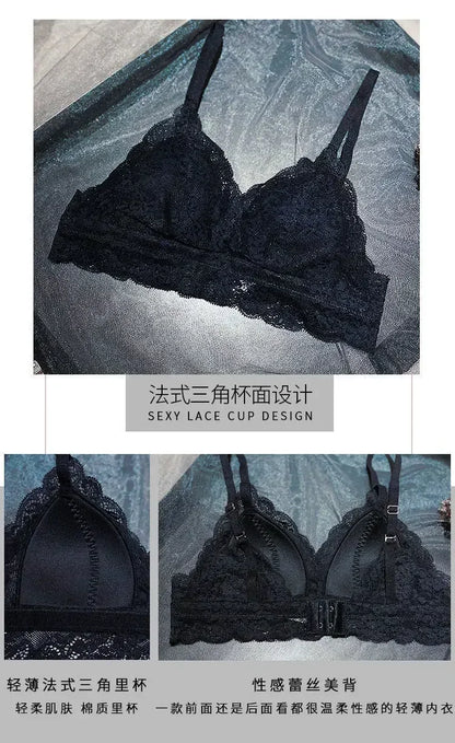 Japanese-style Pure Sensual Lace-trimmed Lingerie for Women, A Thin and Sexy Summer Bra Without Underwire