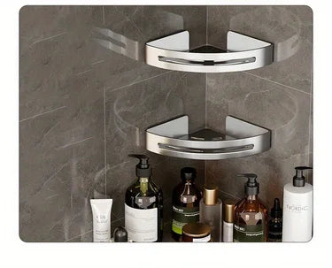 White Wall-Mounted Bathroom Storage Rack - Triangular Square Organizer