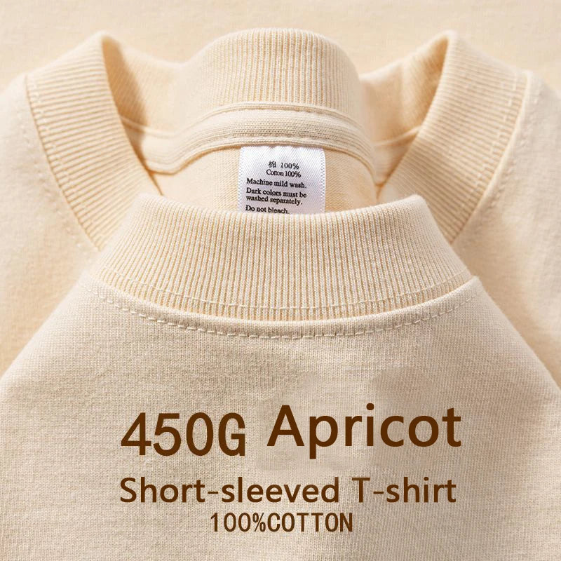 450g Gsm Pure Cotton Short-sleeved T-shirt Men's Loose American Fashionable Brand Casual High Street Half-sleeved T-shirt
