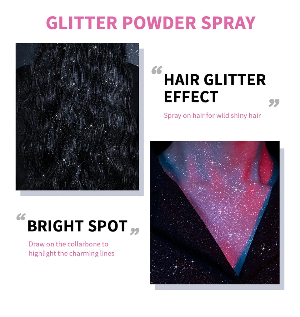 Makeup Glitter Spray Instantly Enhancing Radiance Emit Charming Radiance Quick Drying Brightening Waterproof Party Glitter Spray