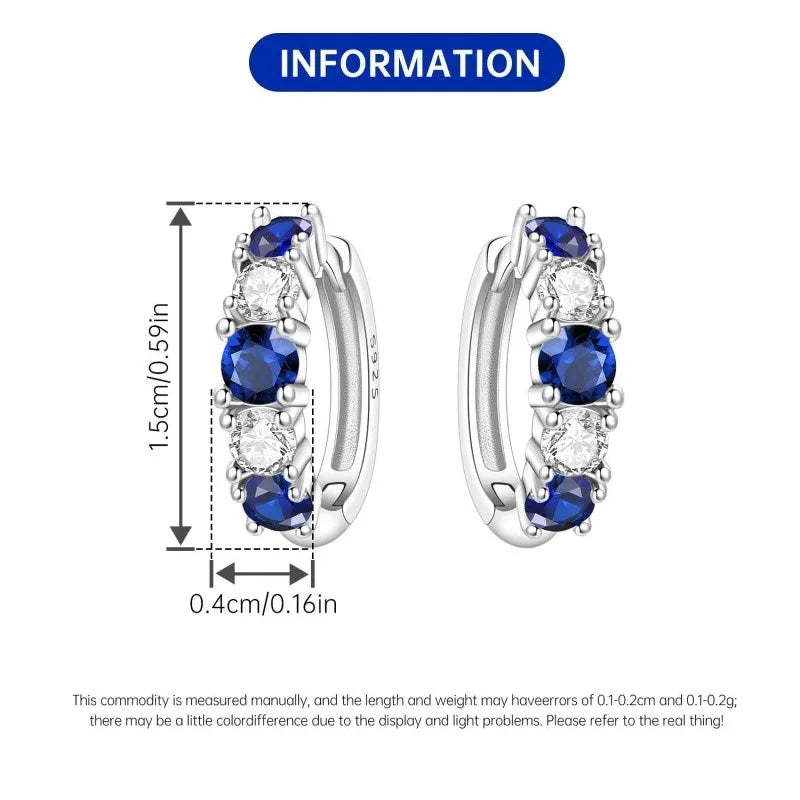 MISEFF Real 925 Sterling Silver Earring Gradual Change Green Blue Colored Zircon Hoop Earrings Engagement Wedding Jewelry Gifts